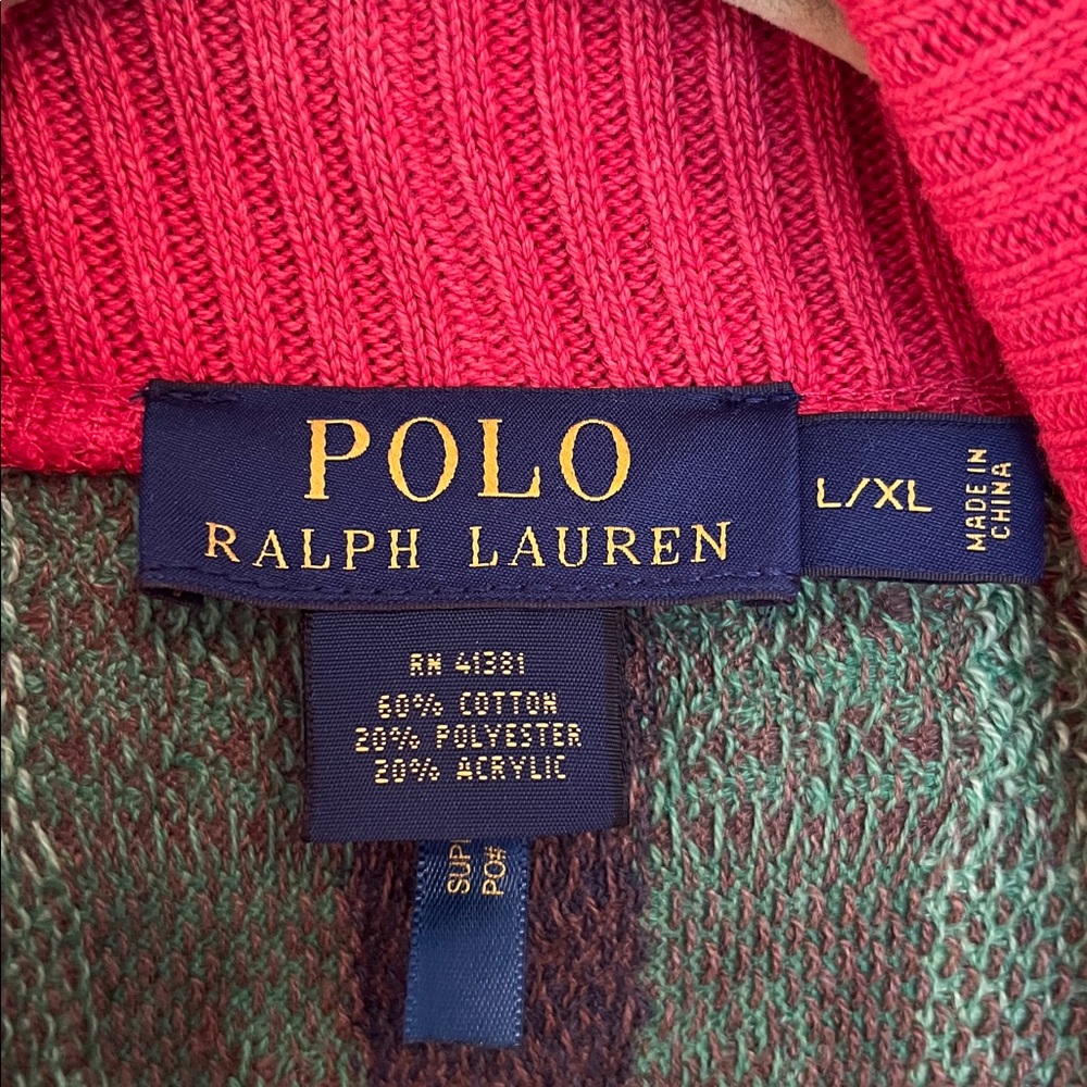 Polo by Ralph Lauren Coral & Green Southwestern Draped Knit Cardigan - Picture 4 of 7
